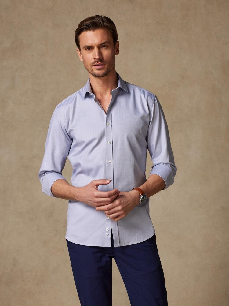 Chemise cintrée en chevron gris - Grande Longueur de Manches Chemises Homme