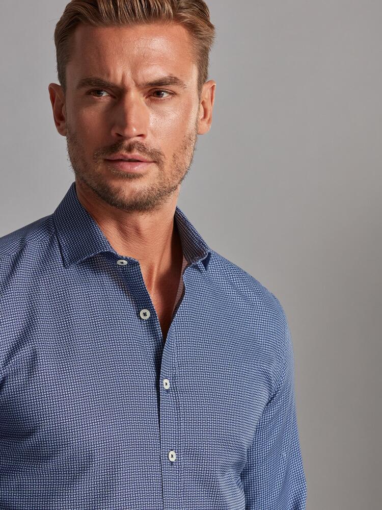 Chemise Dan marine à motifs imprimés  - Col Boutonné Chemises Homme
