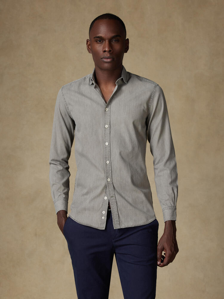 Chemise cintrée Darcy en denim grège  - Grande longueur de manches Chemises Homme