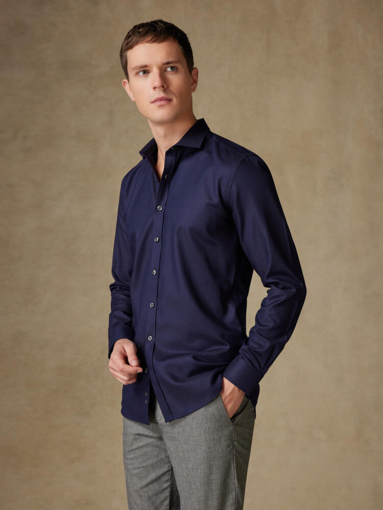 Chemise cintrée Horace texturée marine - Grande Longueur de Manches Chemises Homme