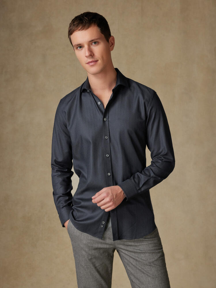 Chemise cintrée en Chevron anthracite - Grande Longueur de Manches Chemises Homme