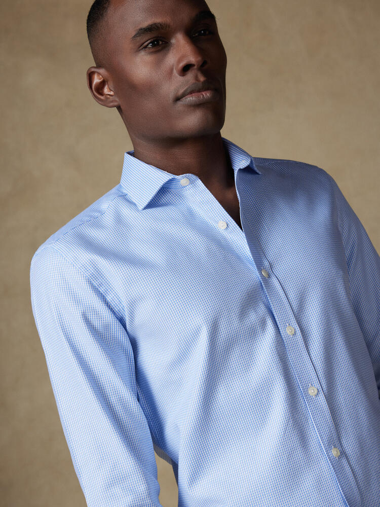 Chemise Miles en natté ciel  - Grande longueur de manches Chemises Business Slim
