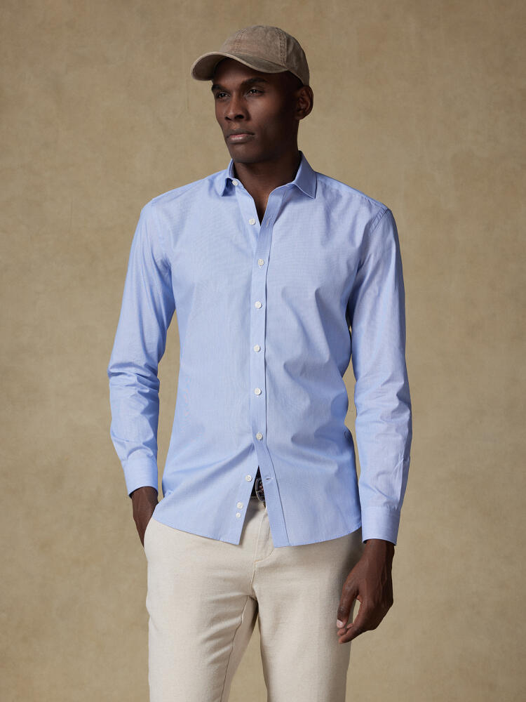 Chemise cintrée en mille raies bleue - Grande Longueur de Manches Chemises Homme