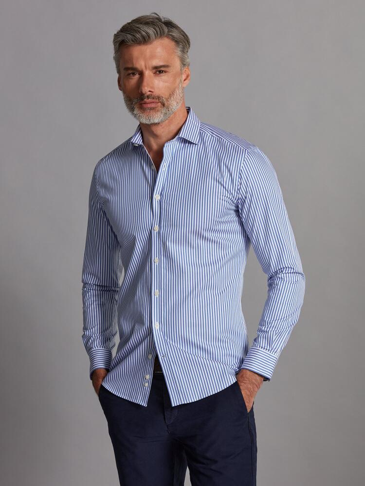 Chemise cintrée Nick à rayures bleues - Grande Longueur de Manches Chemises Homme