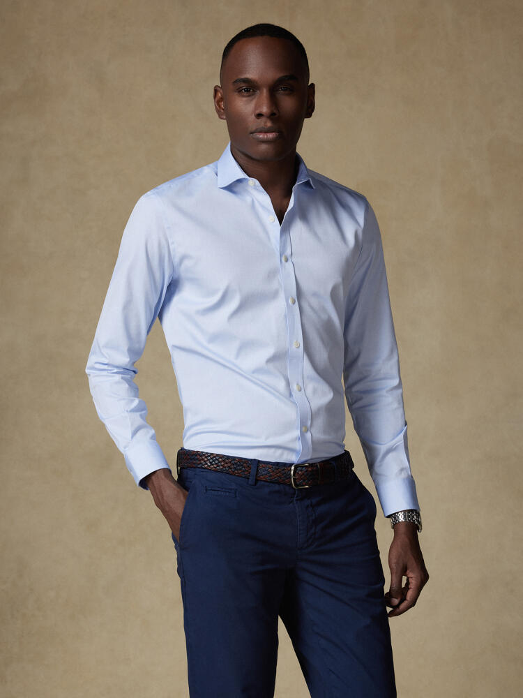 Chemise cintrée en pin point ciel  - Grande Longueur de Manches Chemises Homme