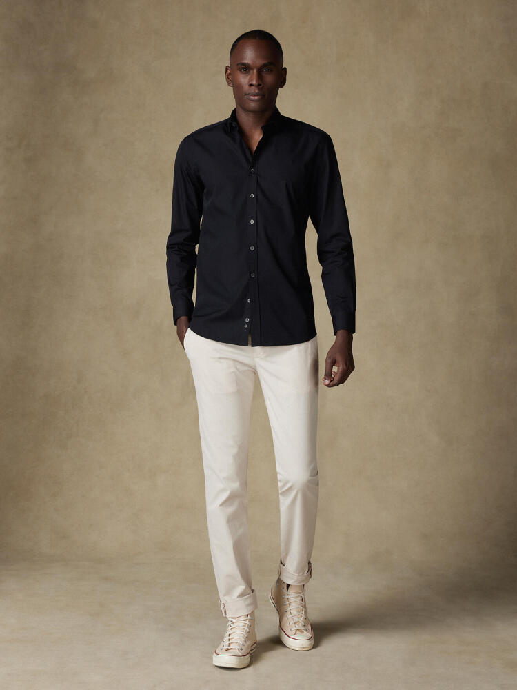 Chemise cintrée en popeline noir - Grande Longueur de Manches Chemises Blanches