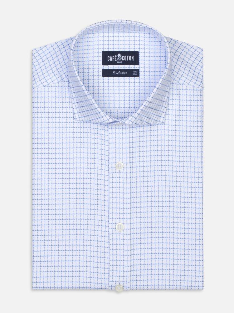 Chemise cintrée Reed à carreaux ciel  - Grande Longueur de Manches Chemises Homme
