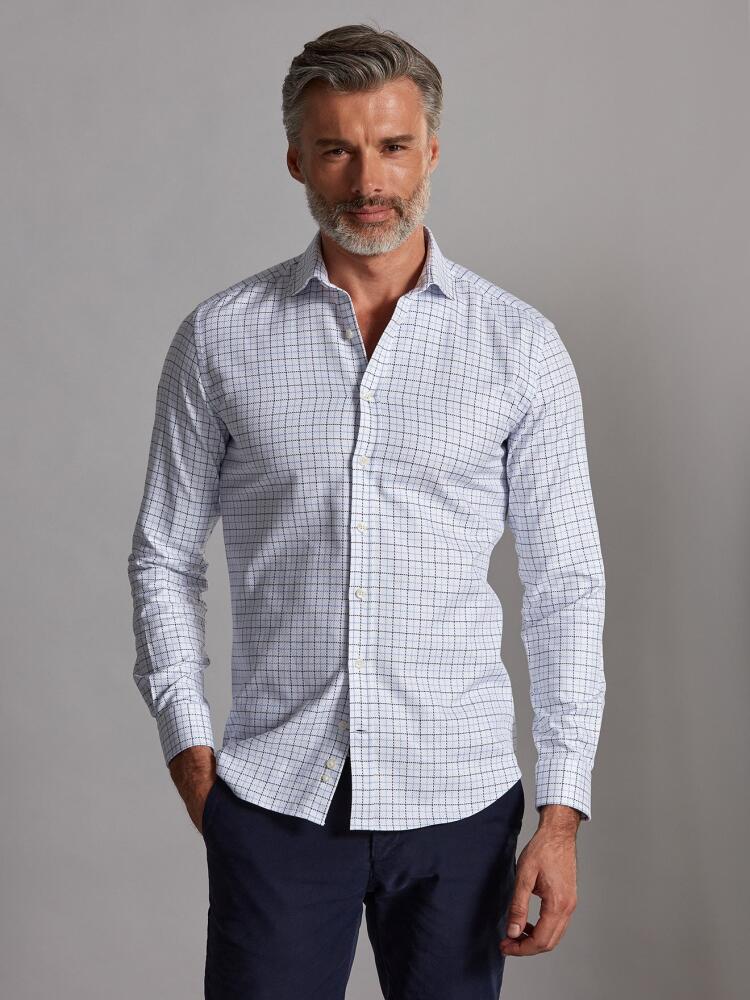 Chemise cintrée Sean à carreaux marine et ciel - Grande Longueur de Manches Chemises Homme