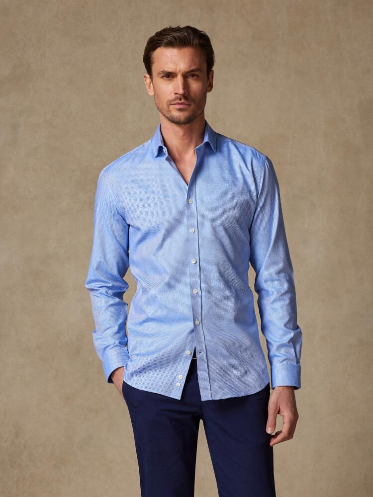 Chemise cintrée Smith en natté bleu - Grande Longueur de Manches Chemises Homme