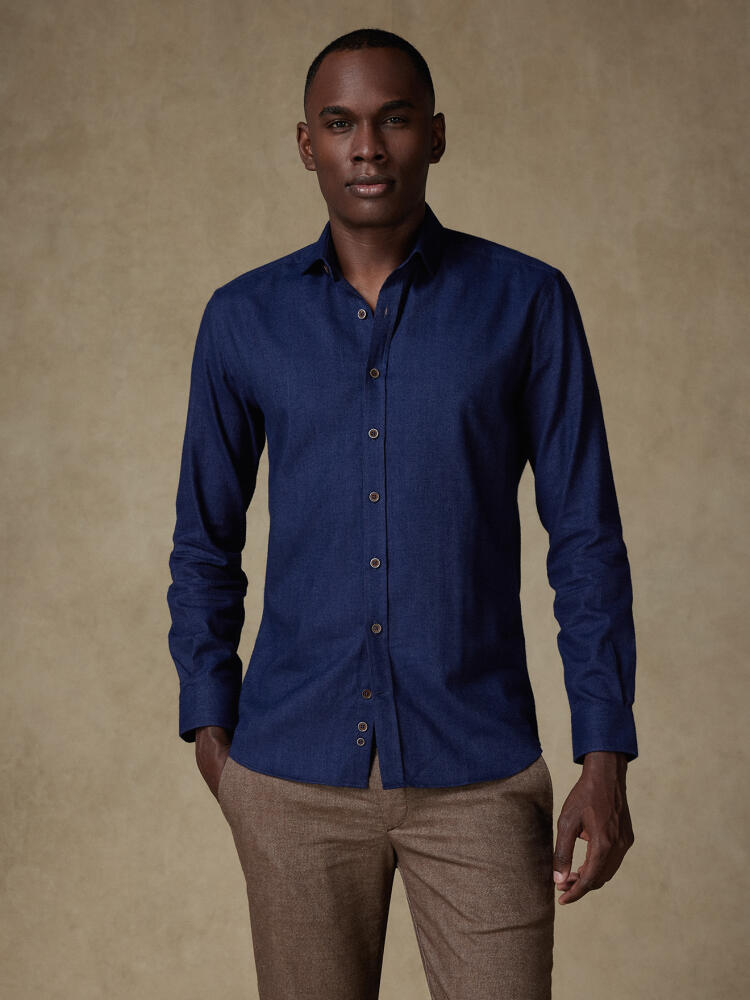 Chemise cintrée Hall en flanelle marine Chemises Casual Slim