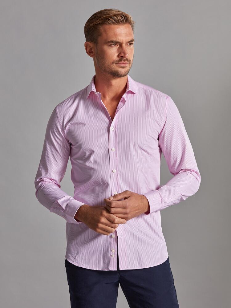 Chemise cintrée Menthon à rayures rose Chemises Homme