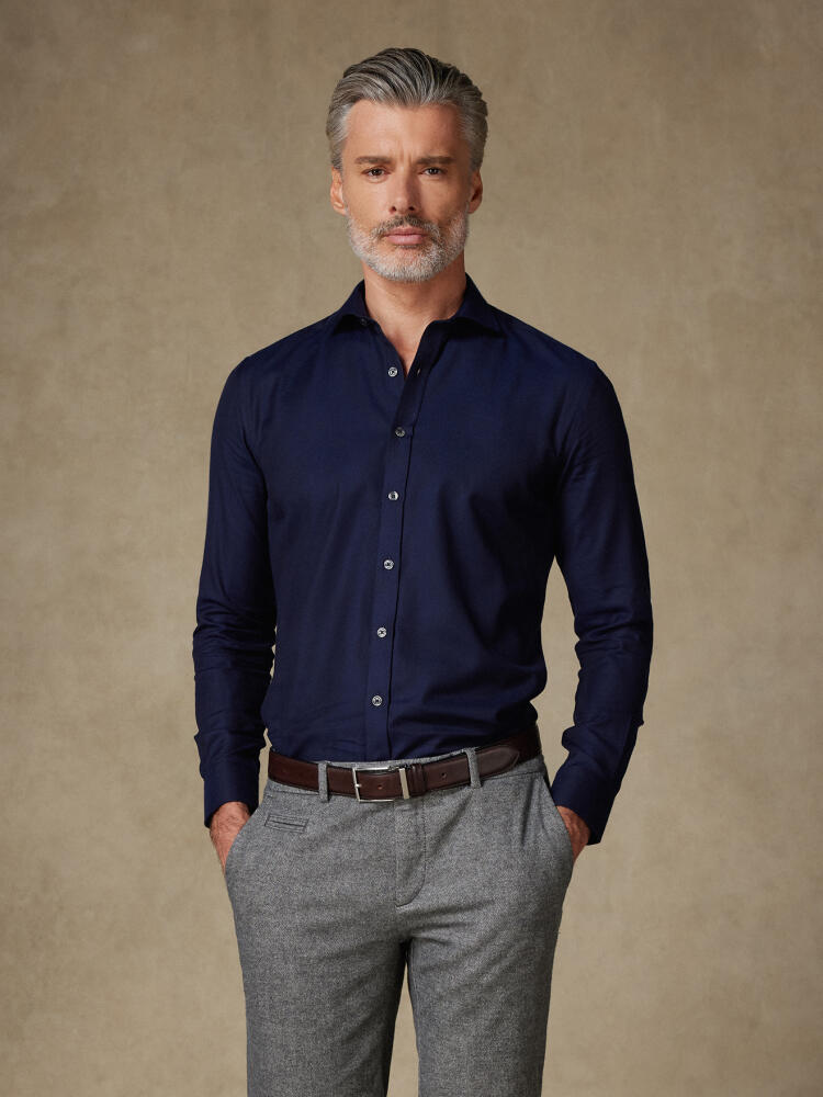 Chemise cintrée Mitch en flanelle marine Chemises Casual Slim