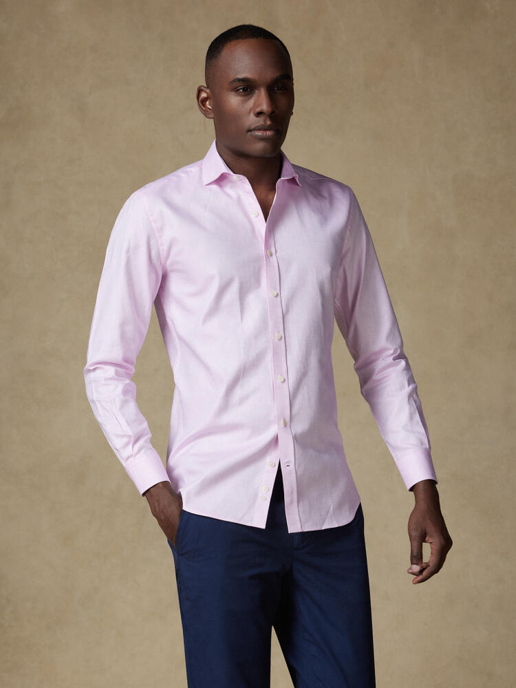 Chemise cintrée en natté rose Chemises Homme