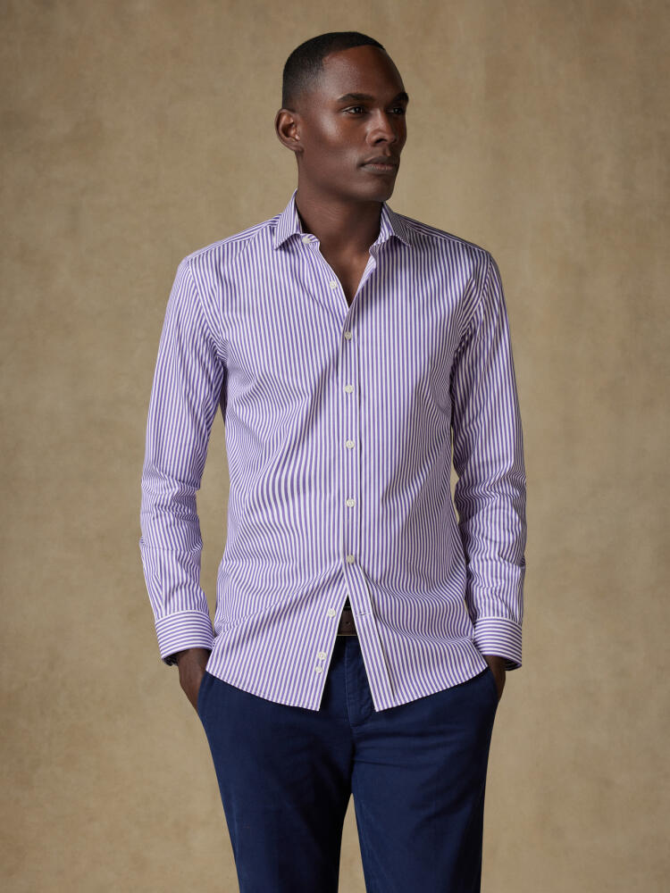 Chemise cintrée Nick à rayures parme Chemises Homme