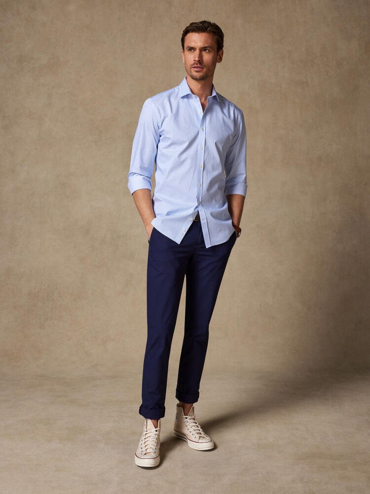 Chemise cintrée Oscar à rayures ciel Chemises Homme