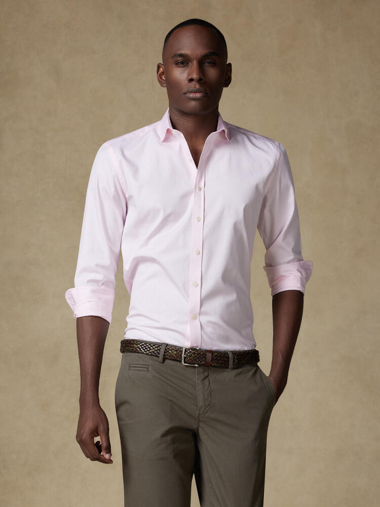 Chemise cintrée en pin point rose Chemises Homme