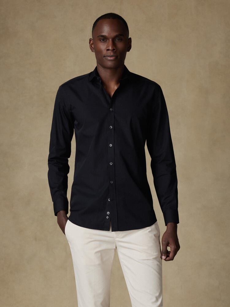 Chemise cintrée en popeline noire Chemises Homme