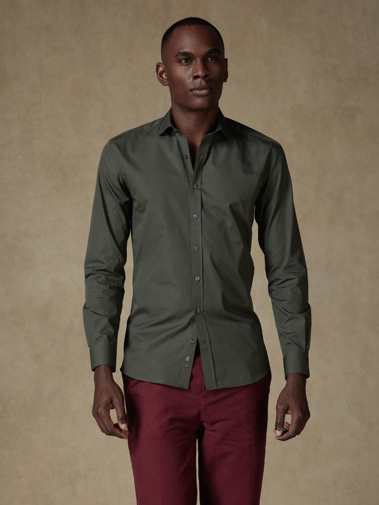 Chemise cintrée en popeline kaki Chemises Business Slim