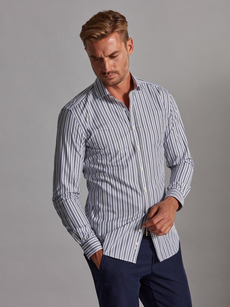 Chemise cintrée Riley à rayures marine et grises Chemises Homme