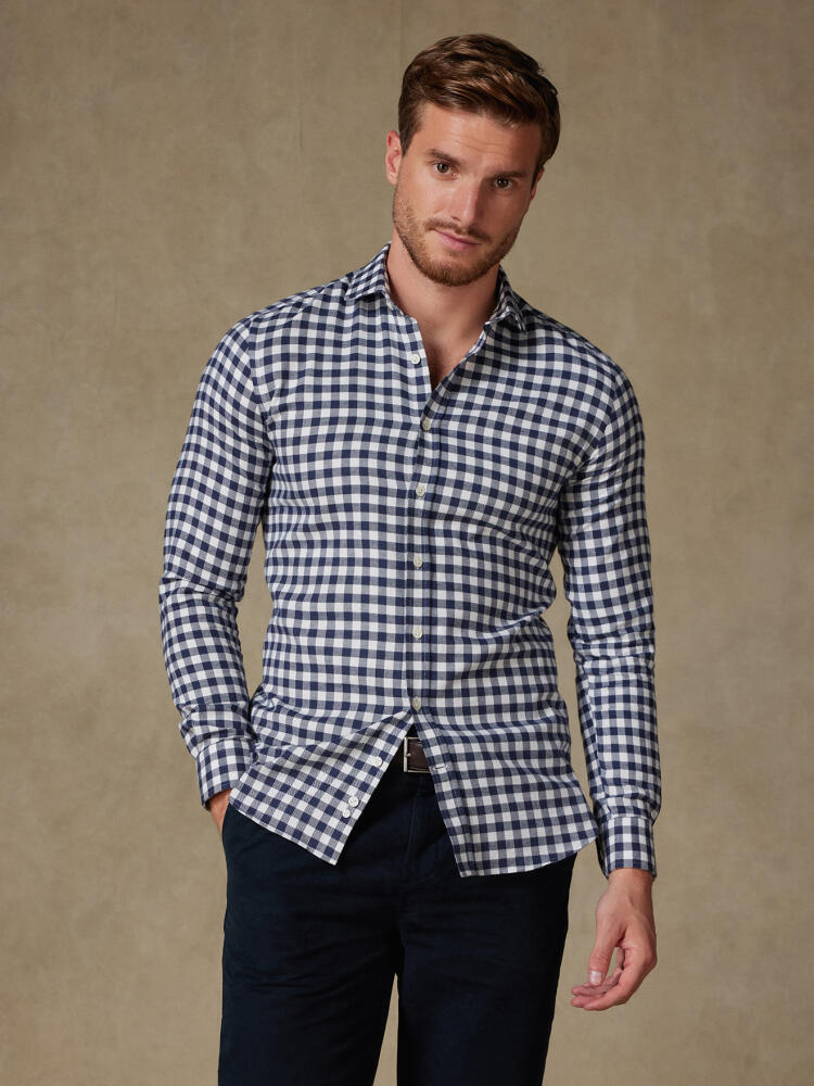 Chemise cintrée Rob en flanelle à carreaux marine Chemises Casual Slim