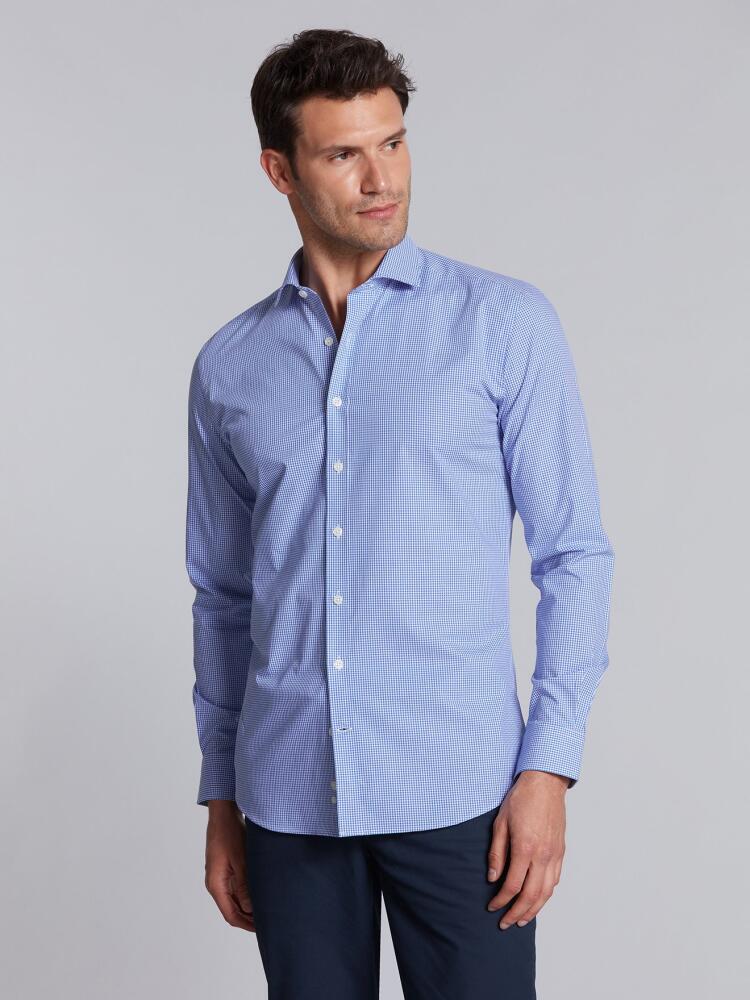 Chemise cintrée à carreaux vichy bleus Chemises Homme