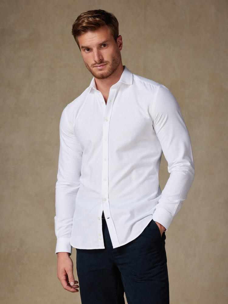 Chemise cintrée Vils en oxford brushed blanc Chemises Business Slim