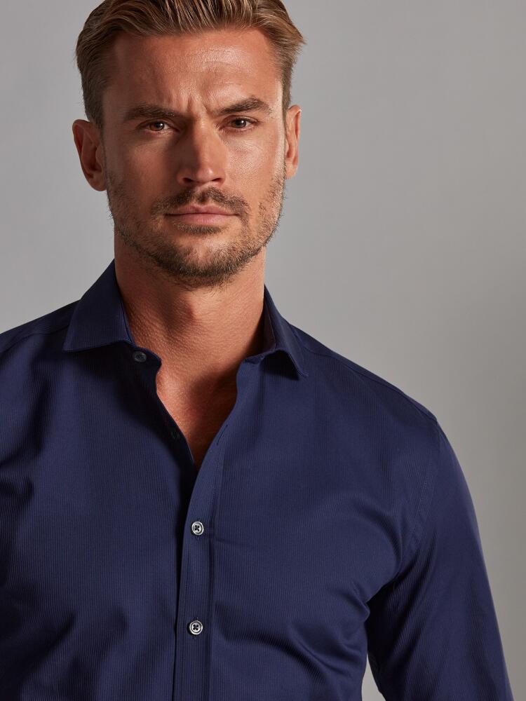Chemise cintrée en piqué marine Chemises Homme