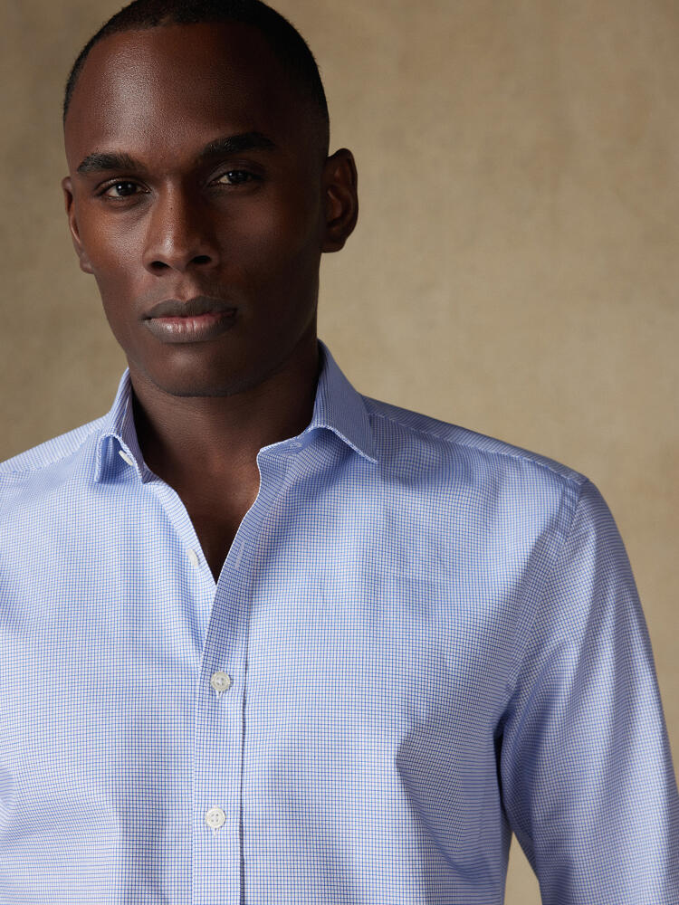 Chemise cintrée Wally à micro-carreaux bleus Chemises Homme