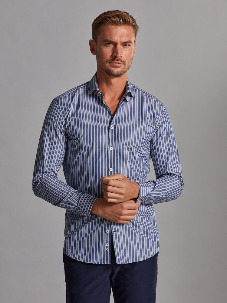 Chemise cintrée Willem à rayures marine et grises Chemises Homme