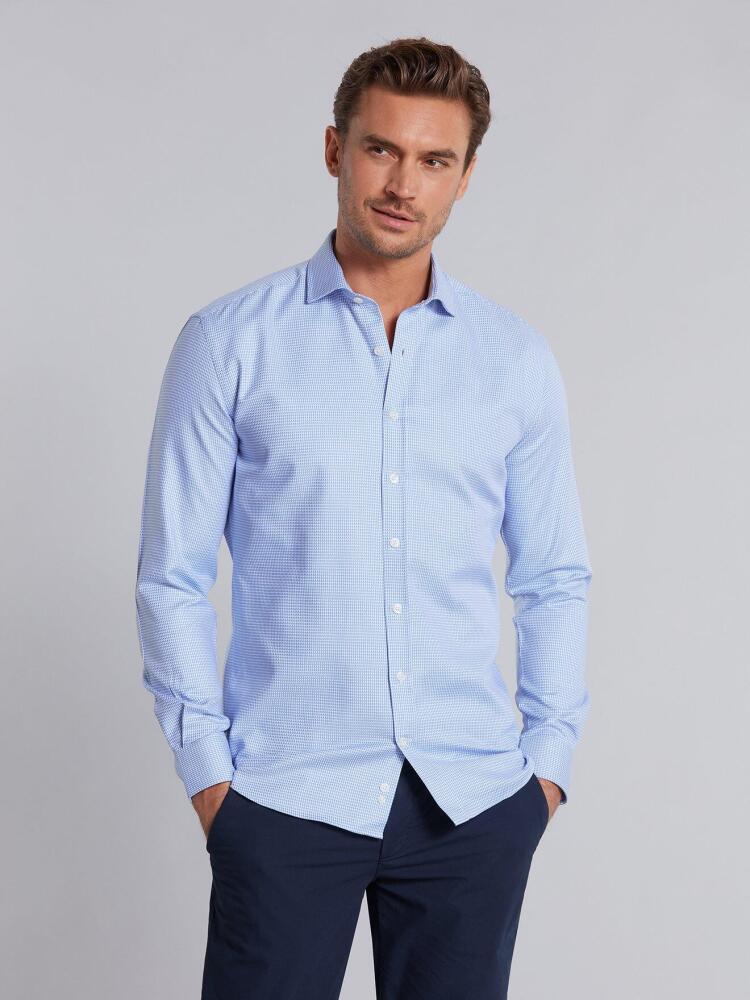 Chemise Théo en pied de poule ciel Chemises Homme