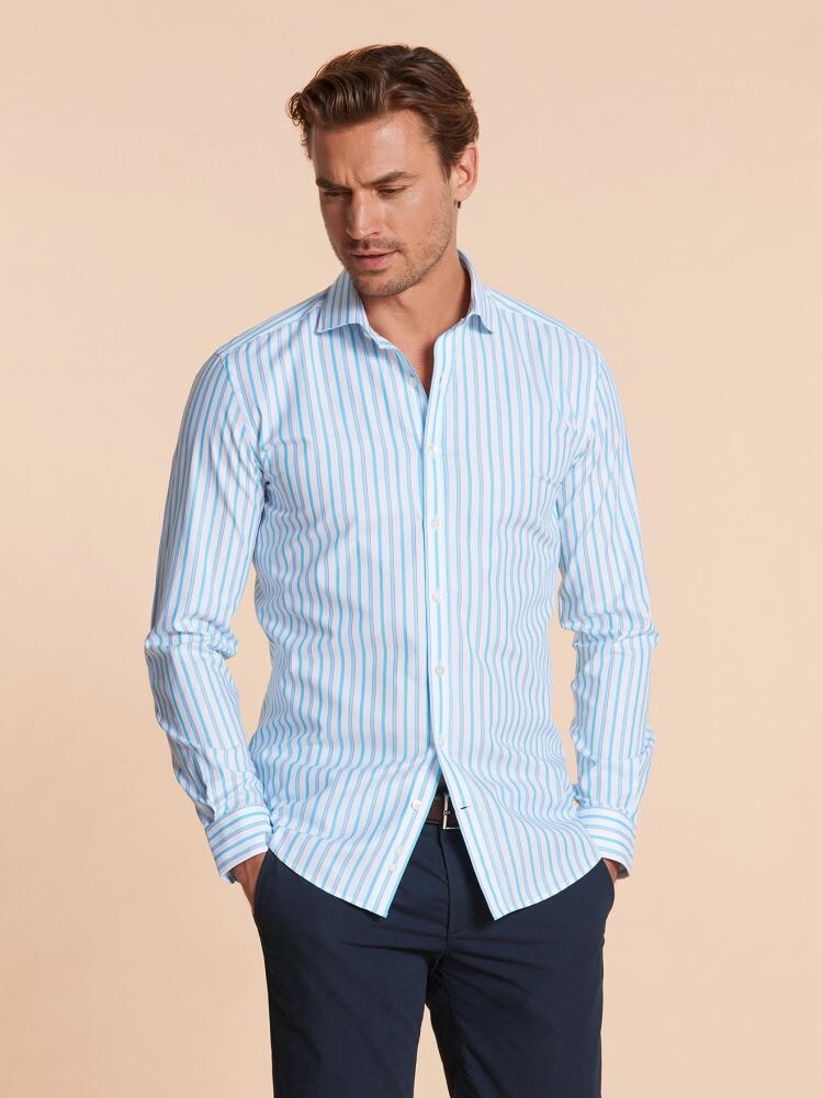 Chemise bio Curtis à rayures turquoises Chemises Homme