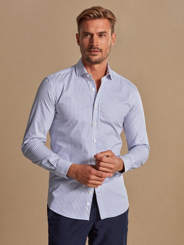 Chemise bio Mitch à rayures marine Chemises Homme