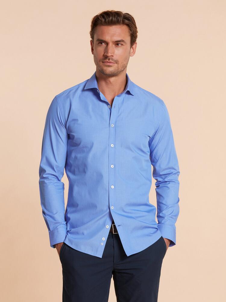 Chemise bio cintrée Amy en mille raies bleue Chemises Homme