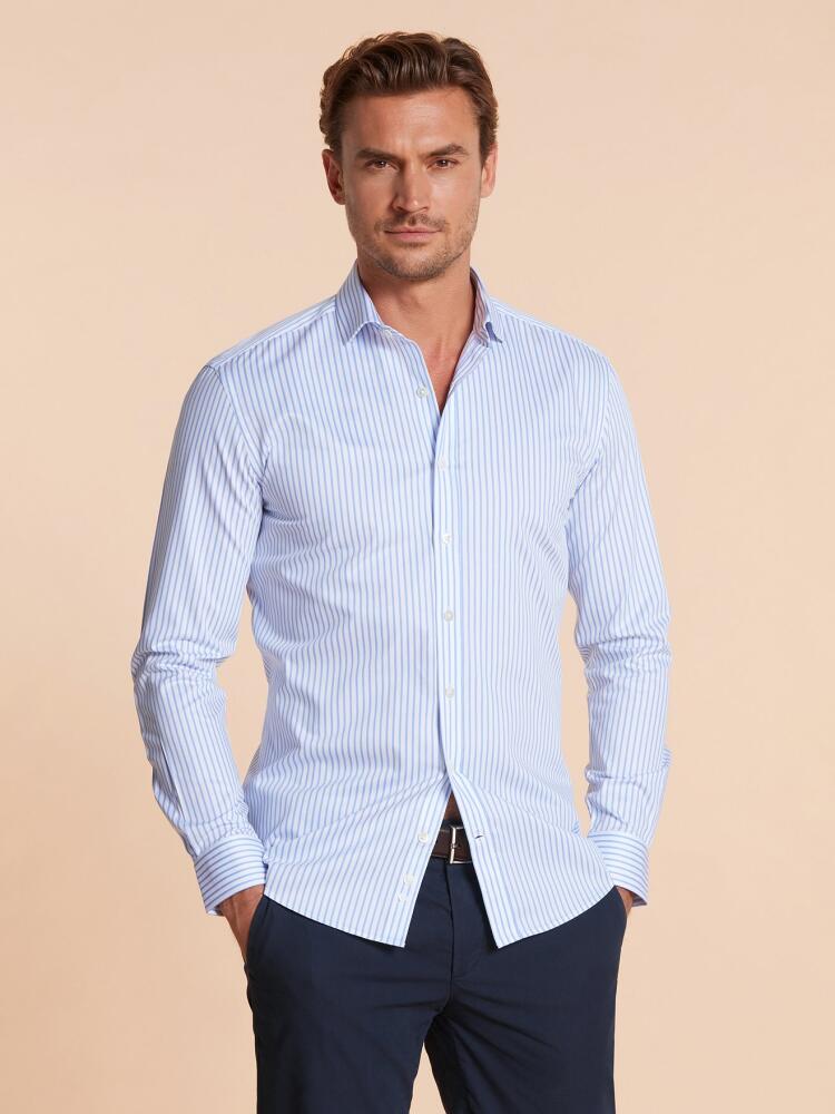 Chemise bio cintrée Casey à rayures ciel Chemises Homme