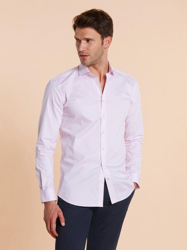 Chemise bio cintrée Chad à carreaux roses Chemises Homme