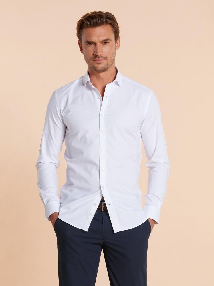 Chemise bio cintrée Charlie en twill blanc Chemises Homme