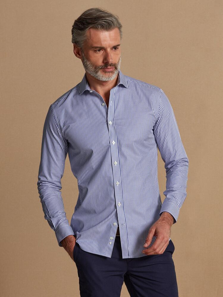Chemise cintrée bio Mather à rayures marine Chemises Homme