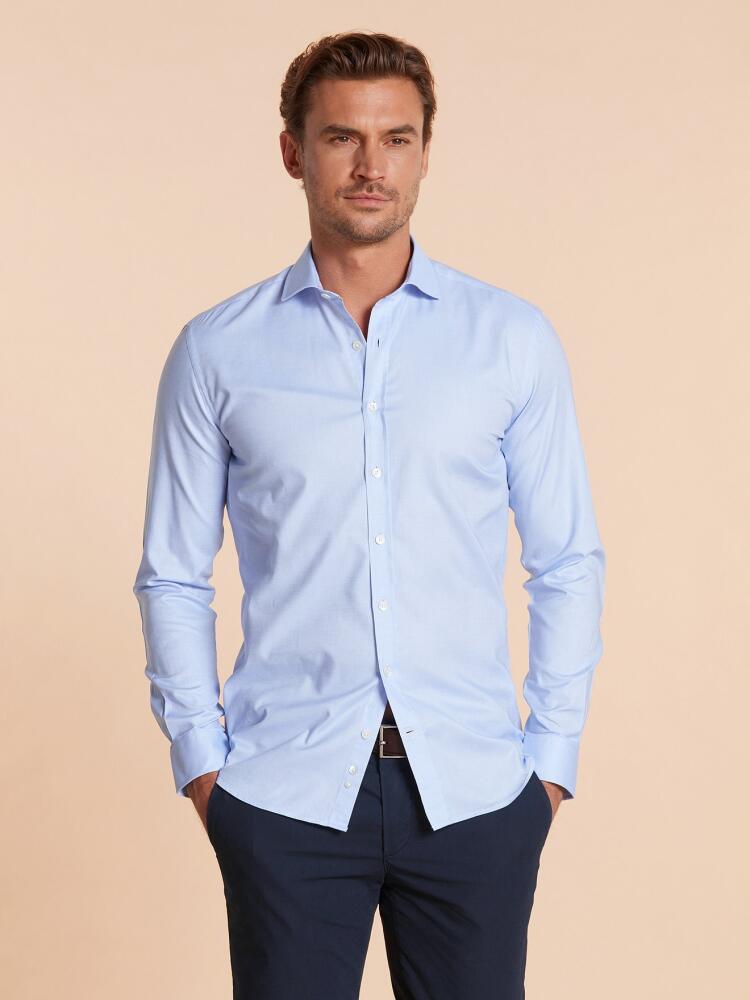 Chemise bio cintrée en natté ciel Chemises Homme