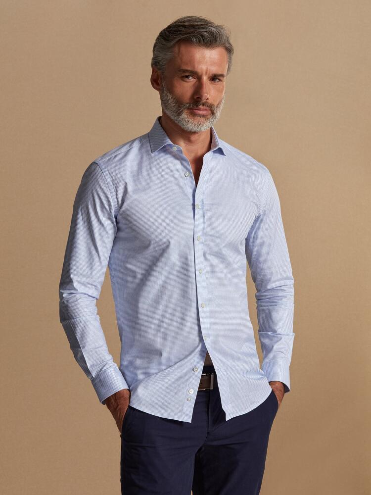 Chemise cintrée bio Page à carreaux ciel Chemises Homme