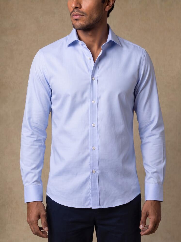 Chemise cintrée non-iron en pin point ciel Chemises Homme