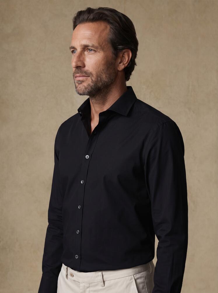 Chemise cintrée non-iron en popeline noire Chemises Homme