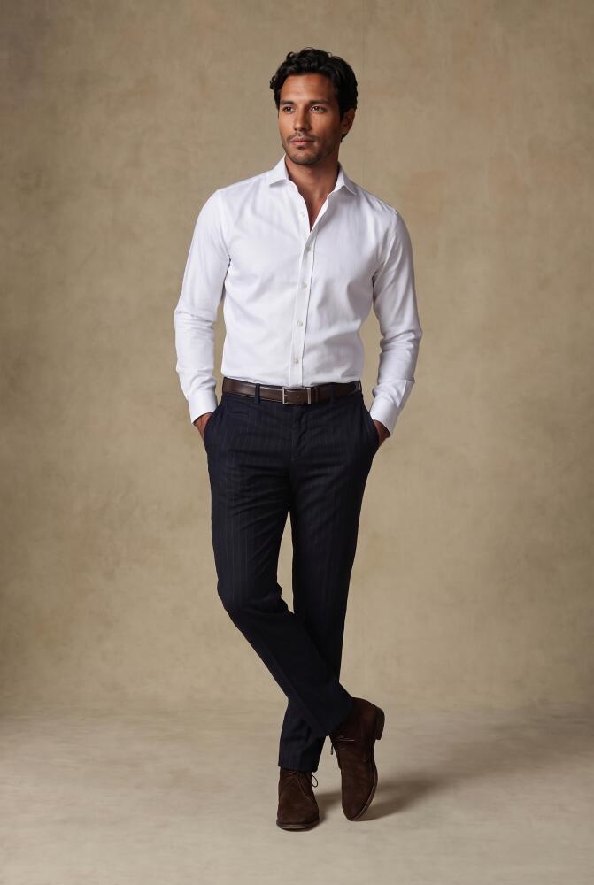 Chemise cintrée non-iron en twill blanc Chemises Homme
