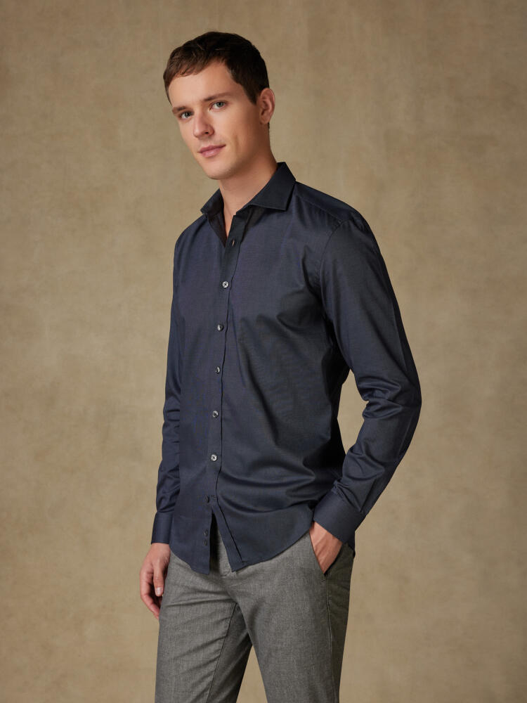 Chemise cintrée Bob en micro-oxford anthracite - Petit Col Chemises Homme