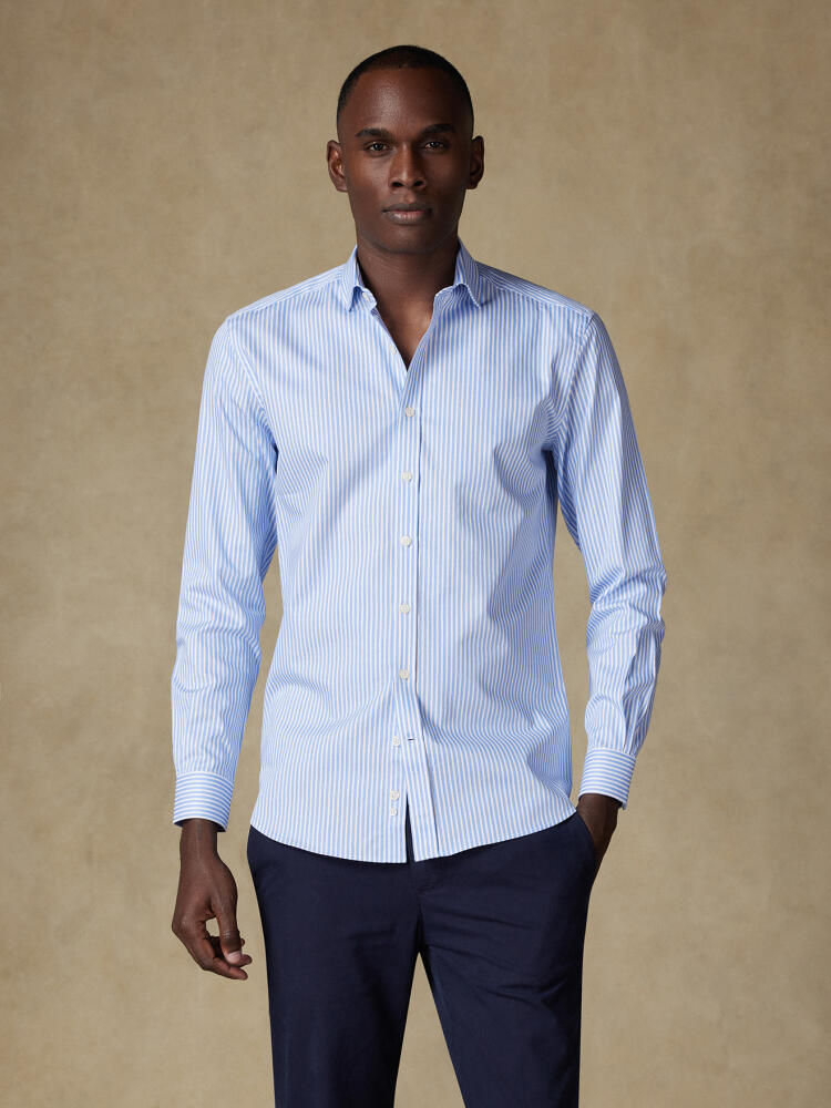 Chemise cintrée Colin à rayures ciel - Petit Col Chemises Business Slim