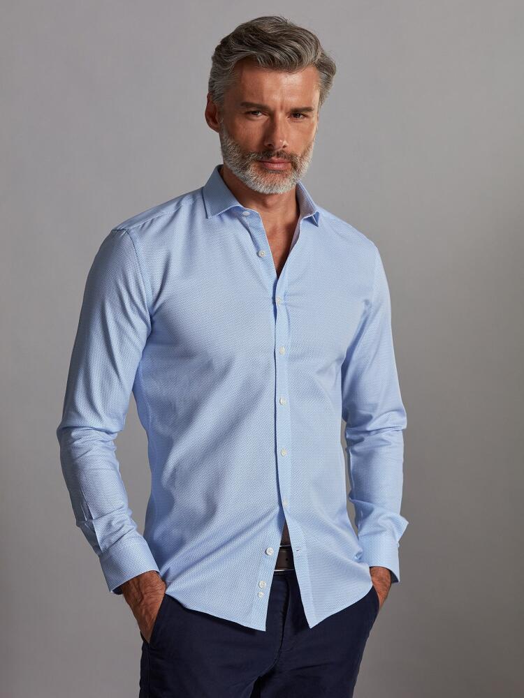 Chemise cintrée Finn à motifs imprimés ciel - Petit Col Chemises Homme
