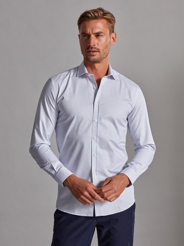 Chemise cintrée Gill à carreaux bleus - Petit Col Chemises Homme