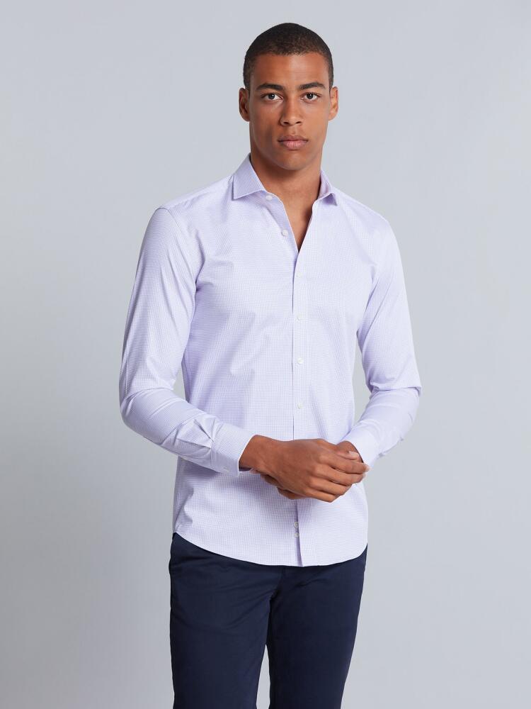 Chemise cintrée Lenny à carreaux parme - Petit Col Chemises Homme