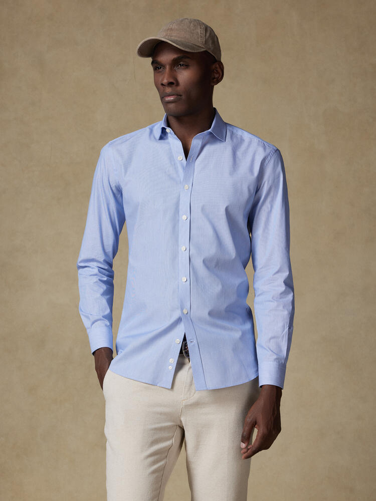 Chemise cintrée en mille raies bleue - Petit Col Chemises Homme