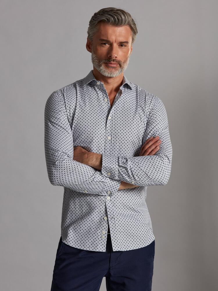Chemise cintrée Nelson grise à motifs imprimés - Petit Col Chemises Homme