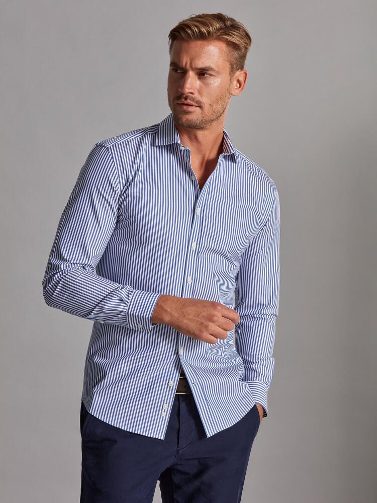 Chemise cintrée Nick à rayures marine - Petit Col Chemises Homme